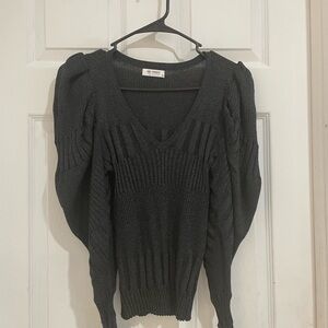 Elegant V-Neck Sweater in Charcoal by The Limited
